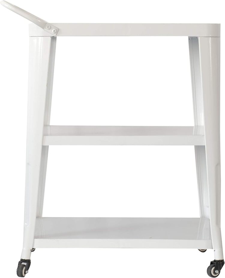3 Tiered Metal Frame, Industrial Dining Cart With Swivel Wheels, White