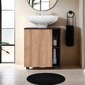 Under Sink Storage 24.4" H, 1 Door, 4 Shelves, 4 Legs, Natural Oak Black Wengue Bathroom