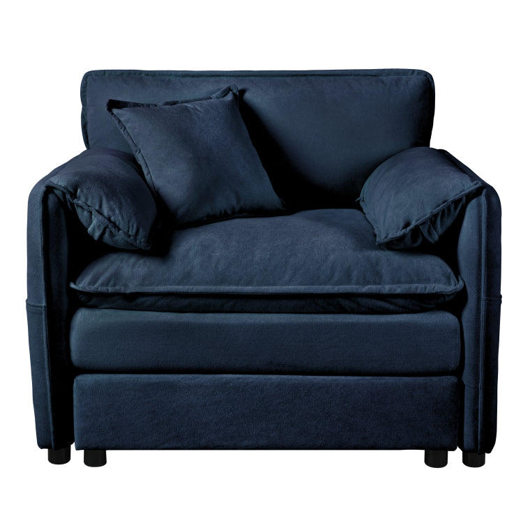 Oversized 41.73" Sofa Chair, Modern Upholstered Armchair With 1 Toss Pillow, Modular Sectional Sofa For Living Room, Deep Seat Reading Sofa For Bedroom Apartment, Diy Combination Chenille,Blue