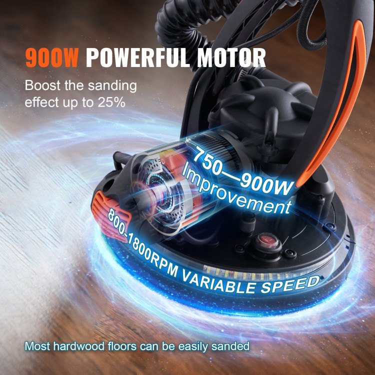 Drywall Sander 900W Brush Motor 800 1800Rpm Variable Speed & Self Suction