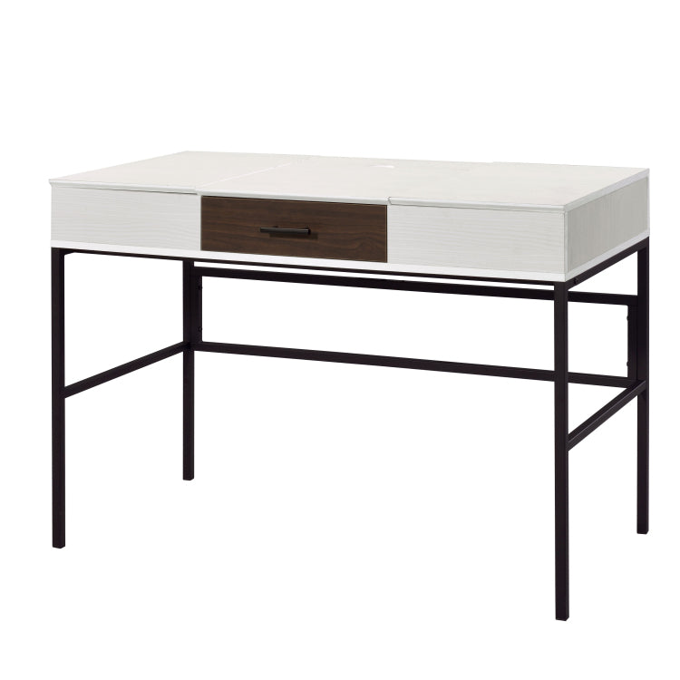 Natural And Black Writing Desk With Usb Port