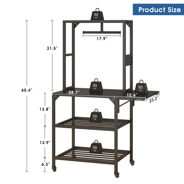 3D Printer Stand, Heavy Duty 3D Printer Table Stand With Filament Storage Rack, T Shaped Spools Holder Rack With Wheels,3D Printer Workbench For 3D Printing Studio, Home Office Workshop