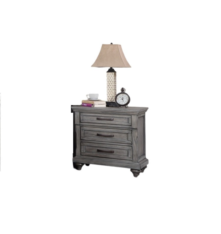 Contemporary Modern Look Antique Gray Oak Finish 1Pc Nightstand Storage Space Bedside Table Oak Veneer Bedroom Furniture