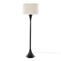 65" Contemporary Metal Floor Lamp In Oil Rubbed Bronze With Natural Linen Shade