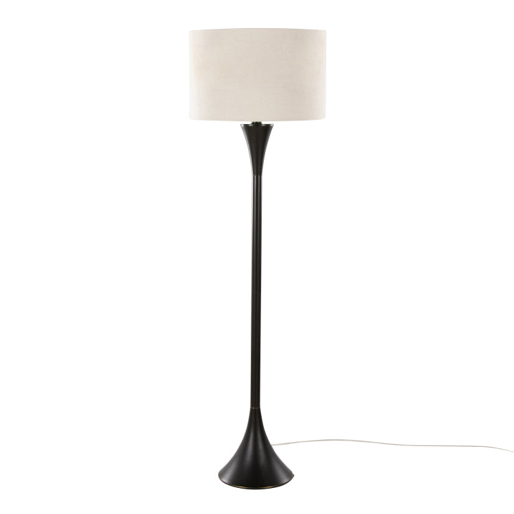 65" Contemporary Metal Floor Lamp In Oil Rubbed Bronze With Natural Linen Shade