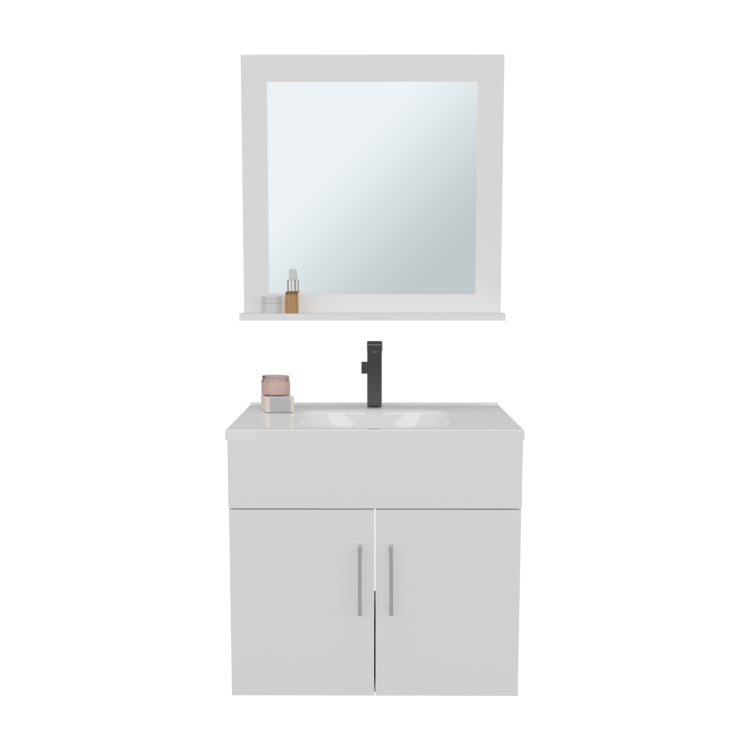 Bathroom Set, Vanity Sink Mirror, 2 Doors, 1 Shelf, 1 Mirror, White