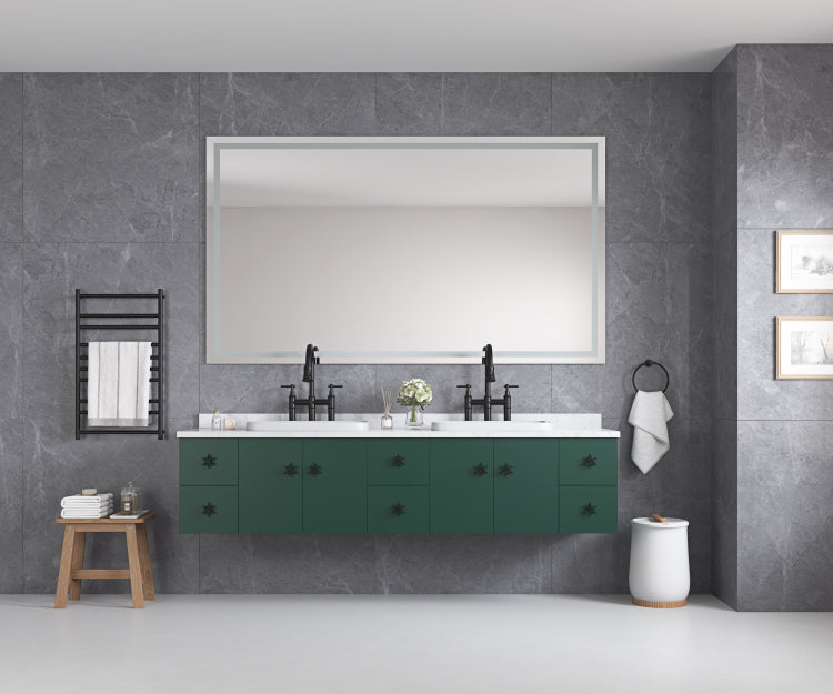 84 X 48 Inch Led Bathroom Mirror With Front And Backlight, Wall Mounted Vanity Mirror, Anti Fog, Memory, 3 Colors, Stepless Dimmable