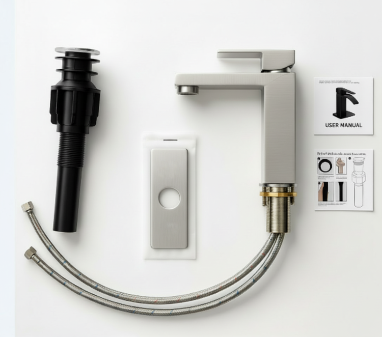Single Handle Bathroom Faucet Lavatory Faucet Stainless Steel Single Hole T20, Brushed Nickel