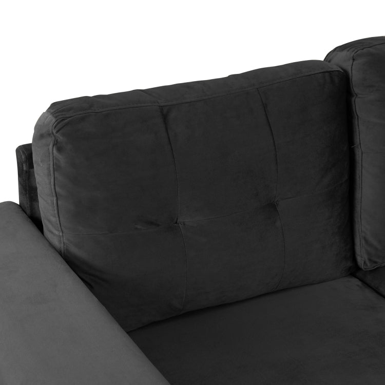 105" Modern Sectional Sofa With Storage Ottoman, L Shape Couch With 2 Pillows And Cup Holders,Sectional Sofa With Reversible Chaise For Living Room, Black