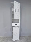 69" H Tall Bathroom Storage Cabinet With 2 Barn Doors And 1 Drawer, Narrow Storage Unit, Adjustable Shelves,Floor Cabinet For Bathroom, Living Room, Entryway,Kitchen, White