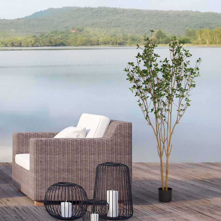5.2Ft Artificial Tree Graceful Evergreen Faux Plant With Lifelike Natural Look Leaves And Sturdy Pot Ideal For Enhancing Indoor Home Decor Office Bedroom Or Hallway Decoration 1Pc Set