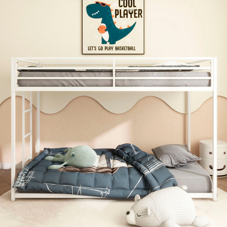 Same As B083P160613 Adam Sturdy Twin Over Twin Bunk Bed Metal White For Kids And Adult, Low Profile And Easy Climbing With Stable Ladder