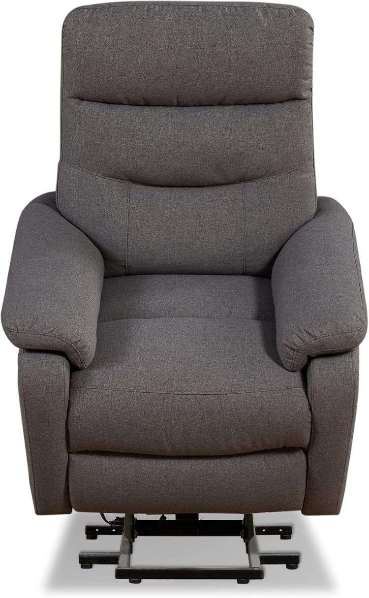 Contemporary Lift Chair Recliner With Grey Fabric Upholstery