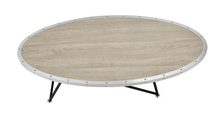 Allis Weathered Gray Oak & Metal Finish Coffee Table