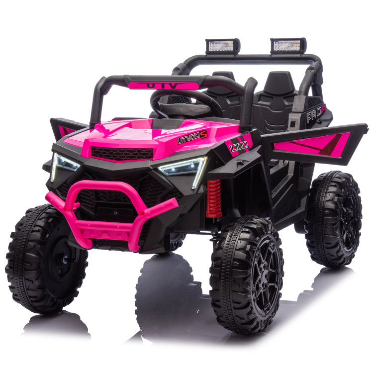 24V 400W Kids Ride On Electric Utv W Parents Remote Control,Four Wheel Suspension,Led Lights,Portable Handle,Advanced Center Panel With Usb,Mp3,Music,Bluetooth,Power Display For Kids Aged 3