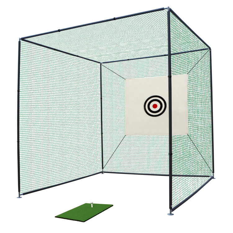 10X10X10Ft Golf Practice Net Cage W Metal Frame Hitting Net Kit Indoor Outdoor