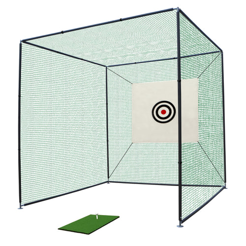 10X10X10Ft Golf Practice Net Cage W Metal Frame Hitting Net Kit Indoor Outdoor