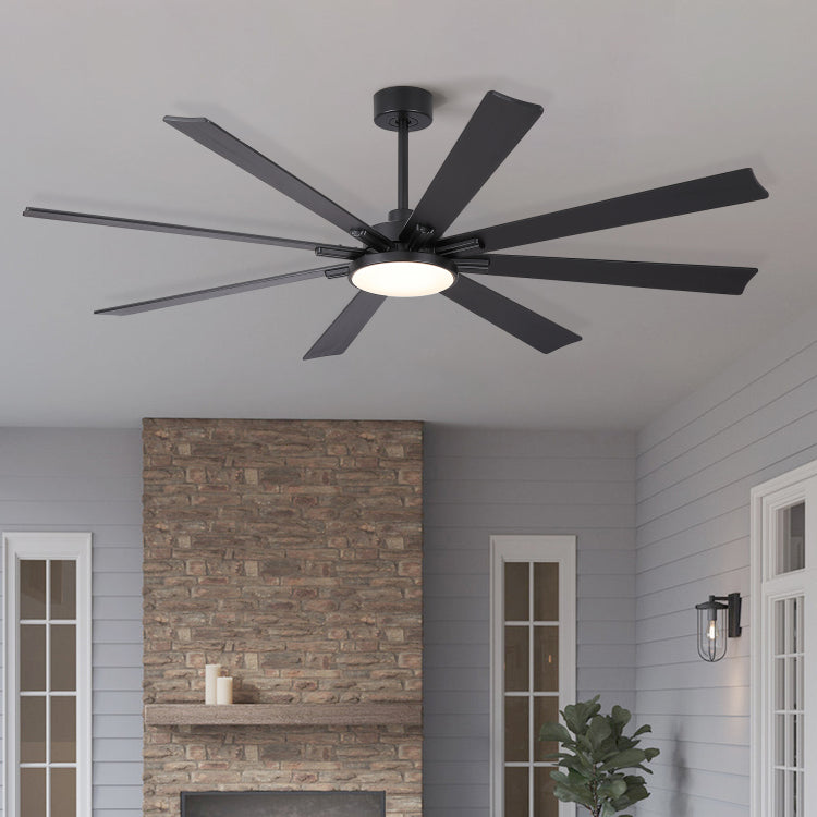 72 Inch Mordern Minimalism Black With Light And Solid Wood Blades
