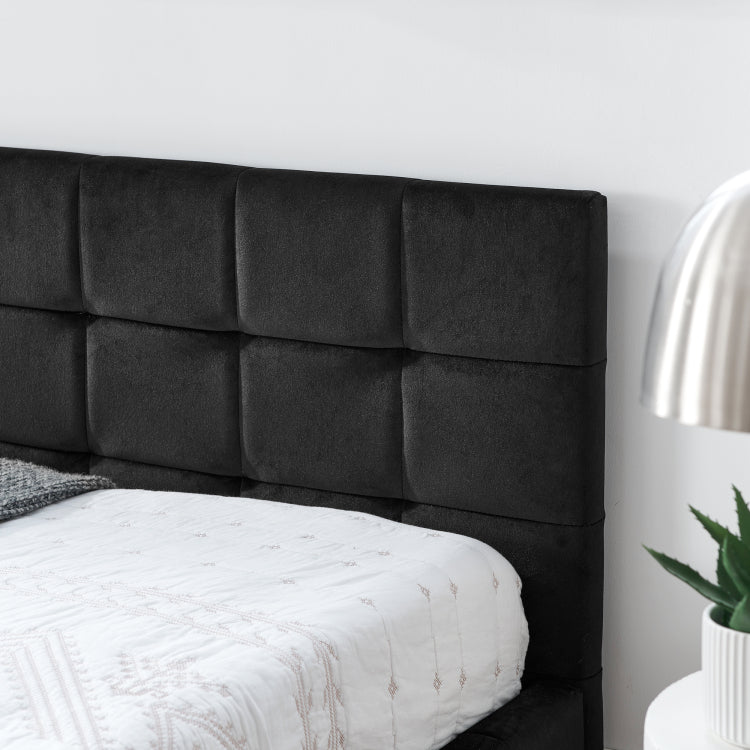 Full Size Upholstered Tufted Bed Frame, Sofa Bed Frame With Comfortable Backrest And Armrests, Full Size Bed For Bedroom, Living Room,Velvet, Black 80.5''*59''*30.5''
