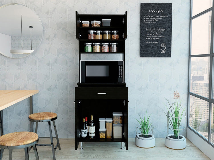 1 Drawer 1 Shelf Area Pantry With Adjustable Metal Legs Wenge