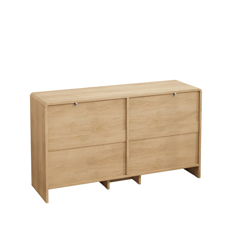 51.18'' Arc Shaped Corner Rattan Cabinet, 6 Drawers Rattan Storage Cabinet Rattan Drawer, For Living Room Bedroom,And Kitchen, Natural
