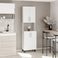 Linden 76,8" Tall Two Double Door Cabinet Kitchen Pantry With Hutch And Five Shelves, Microwave Cabinet, Storage Cabinet, Kitchen Organization, Garage Cabinet, Kitchen White