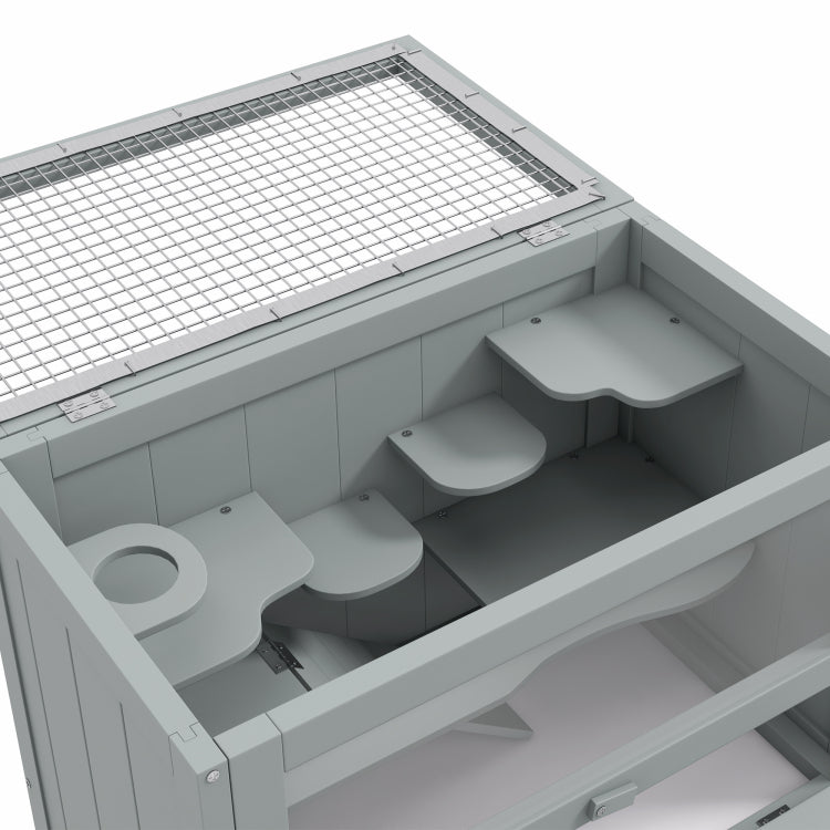 Pawhut 2 Level Hamster Cage Mice And Rat House, Small Animal Habitat For Guinea Pigs, Chinchillas With Openable Top, Front Door, Shelf And Ladder, Gray