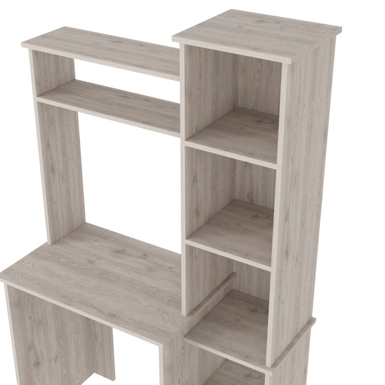 Aramis Desk, Five Shelves, Two Superior Shelves, Light Gray