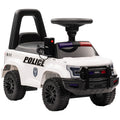 Aosom Kids Push Ride On Car With Working Pa System And Horn, Police Truck Style Foot To Floor Sliding Car For Boys And Girls With Under Seat Storage, For 18 Months To 5 Years Old, White