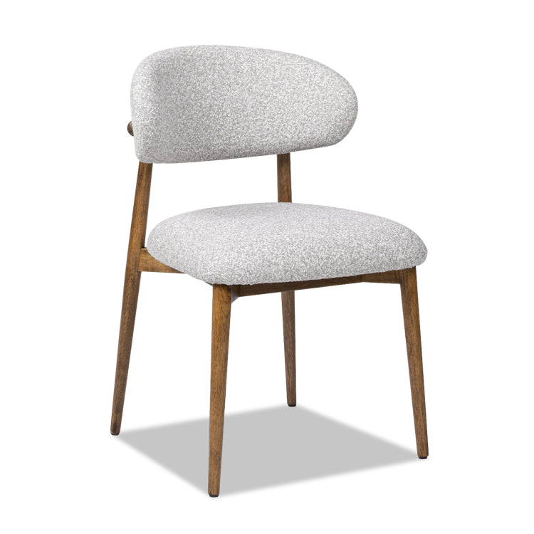 Locke 20.5" Modern Upholstered Dining Chair With Wood Frame, Salt & Pepper Boucle