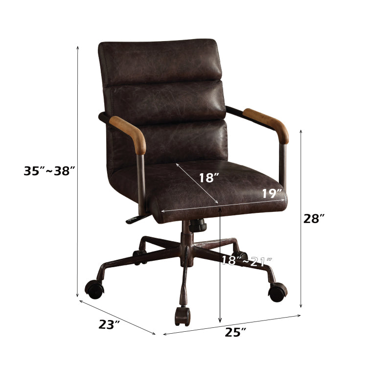 Harith Antique Slate Top Grain Leather Office Chair