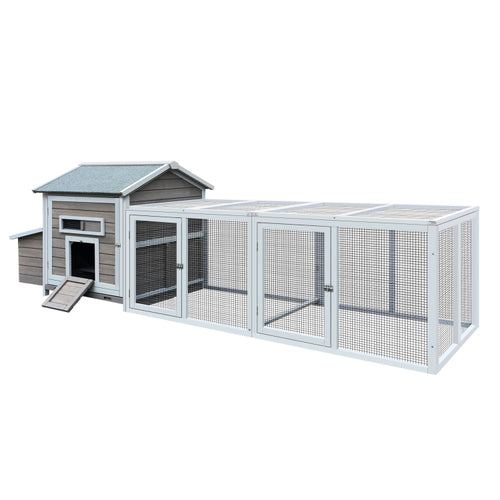 118 Wooden Chicken Coop Hen House Poultry Cage With Free Range Doors, Nesting Box,Leakproof Pull On Tray