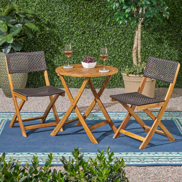 HILLSIDE BISTRO SET,2 Chairs 1 Table brown - wood