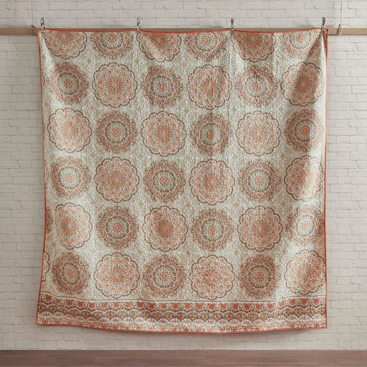 6 Piece Reversible Quilt Set With Throw Pillows Orange Full Queen
