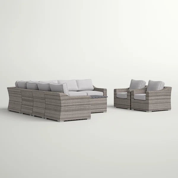 8 Person Outdoor Seating Group With Cushions Pre Assembled Sofa