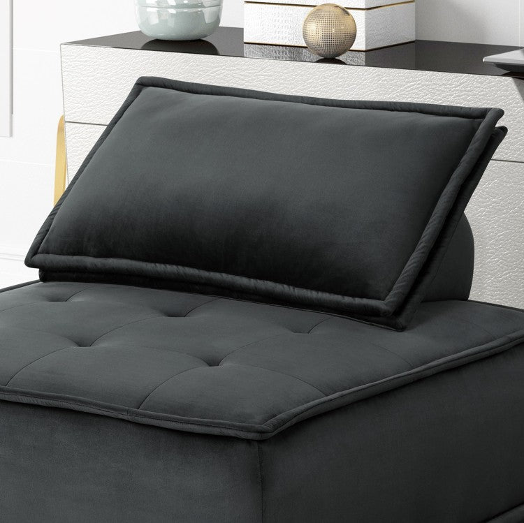 Aveline 40"W Black Velvet Armless Lounge Chair