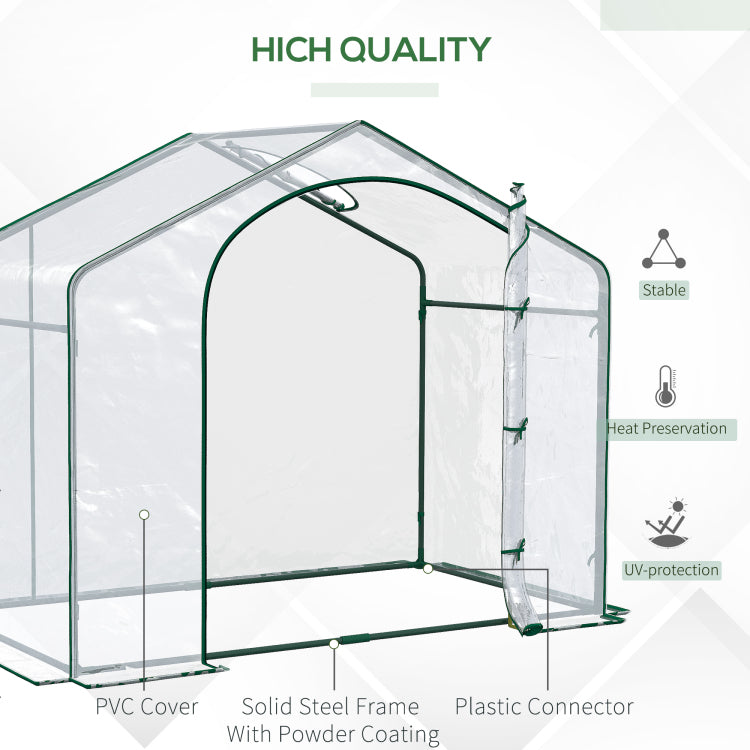 Outsunny 6' X 3' X 5' Portable Walk In Greenhouse, Pvc Cover, Steel Frame Garden Hot House, Zipper Door, Top Vent For Flowers, Vegetables, Saplings, Clear