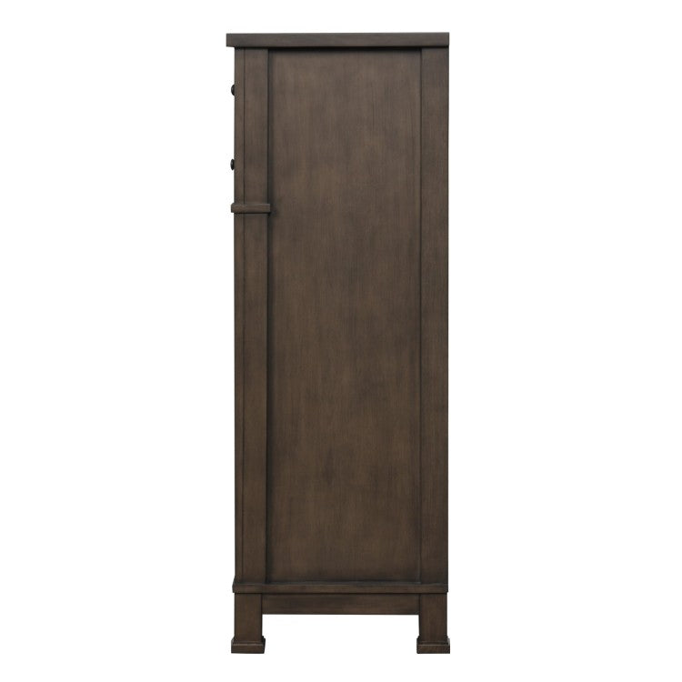 Transitional Style Chest 1Pc French And English Dovetail Drawer Knobs And Hanging Pulls Metal Side Glides Dark Walnut Finish Bedroom Furniture