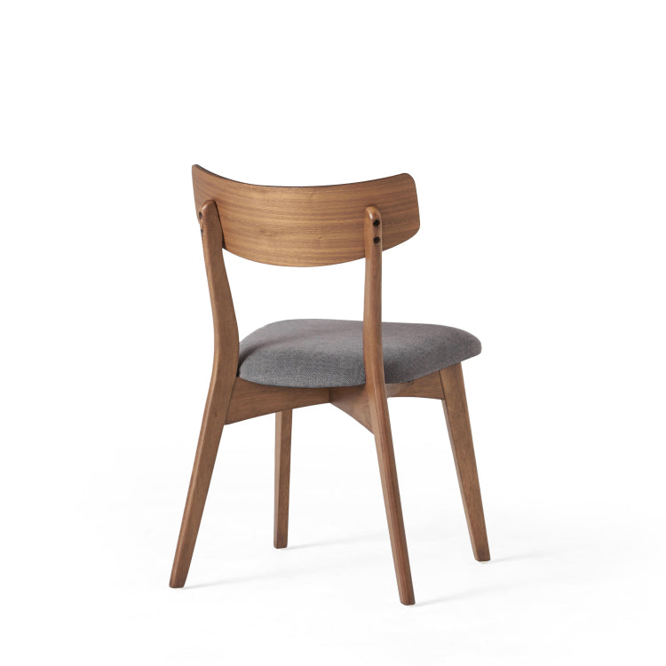 5 Pieces Upholstered Dining Set With Rubberwood Frame, Grey Walnut Black