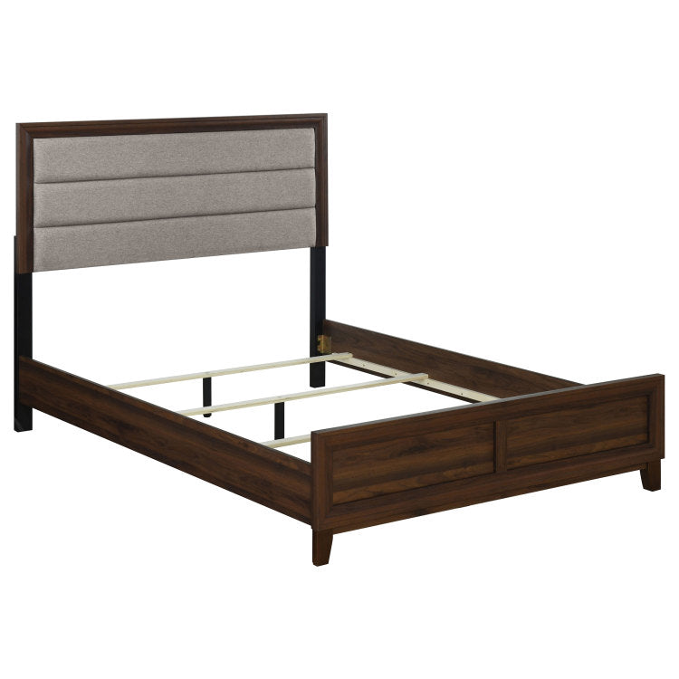 Anza Walnut Upholstered Queen Bed