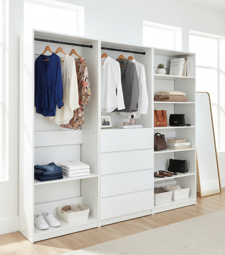 Prosper White Freestanding Walk In Wood Closet System