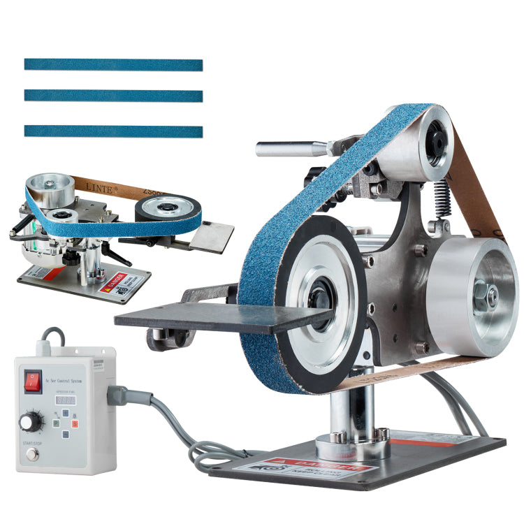 Belt Grinder Sander, 30 X 1 Inch Variable Speed Belt Polisher With Vfd, 550W Polishing Grinding Machine With 2 Grinding Moulds & 3Pcs Sanding Belts For Metalworking, Knife Making