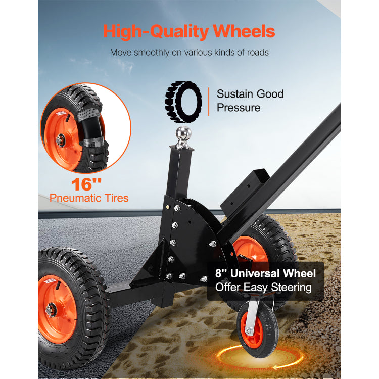 1500Lbs 2 In 1 Trailer Dolly 22 And 26 In Adjustable Height 2In Ball With Caster