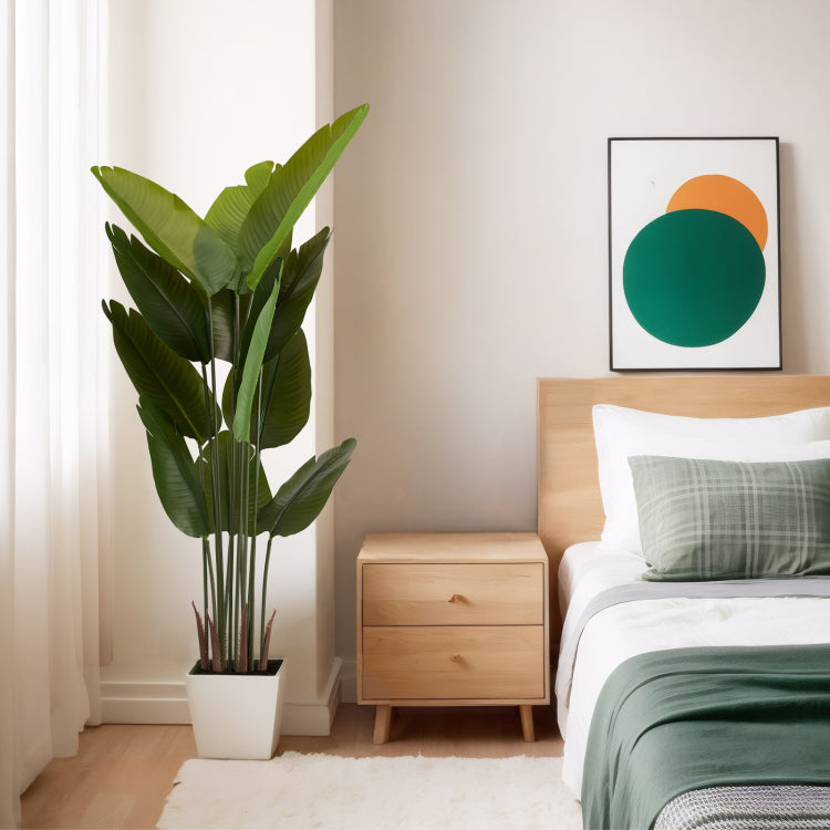 Artificial Bird Of Paradise Plant, 5.2Ft Tall Faux Tropical Palm Tree In Pot For Indoor Or Outdoor Home, Office, Or Garden Decoration, 2Pcs Set