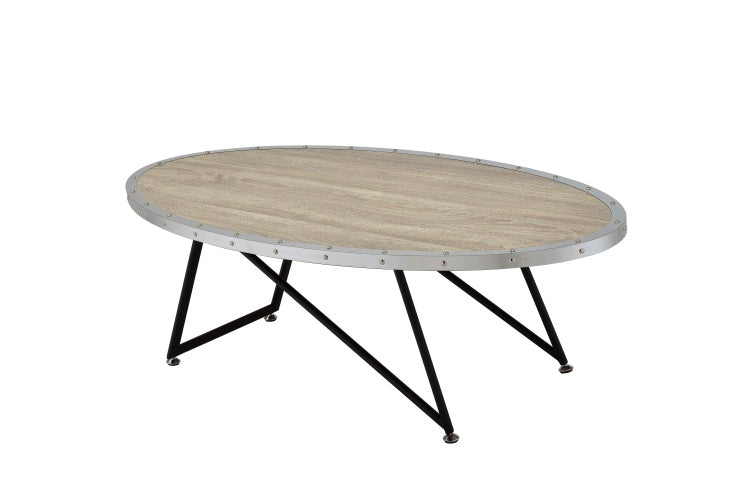 Allis Weathered Gray Oak & Metal Finish Coffee Table