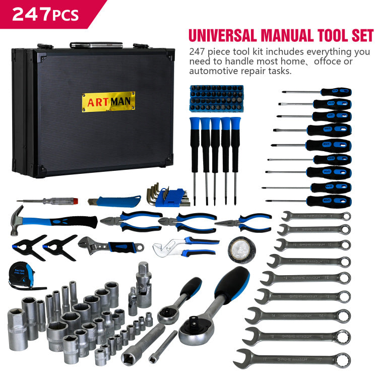 Combined Maintenance Tool Suitcase 247 Pieces Of Basic Home Maintenance Tool Set, General Machinery Tool Set