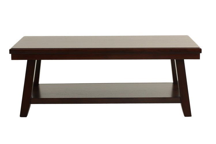 Bold Simple Walnut Finish 1Pc Coffee Table Under Table Shelf Storage Living Room Rubberwood Veneer