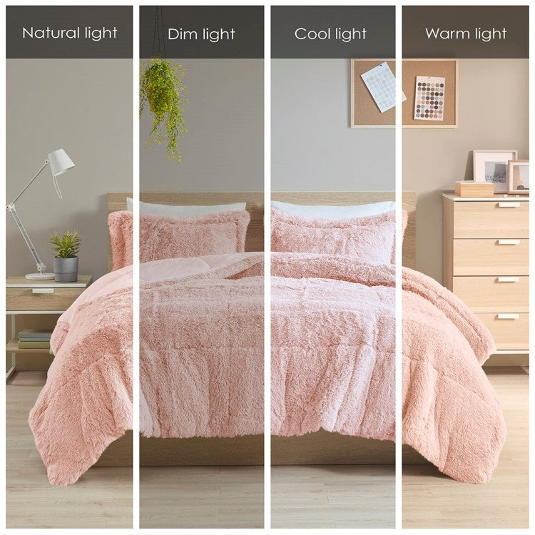 Twin Twin Xl Shaggy Long Fur Comforter Mini Set