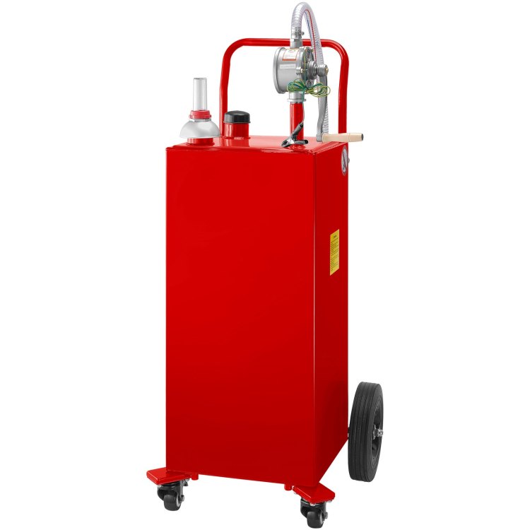 Fuel Caddy, 35 Gallon, Gas Storage Tank On 4 Wheels, With Manuel Transfer Pump, Gasoline Diesel Fuel Container For Cars, Lawn Mowers, Atvs, Boats, More, Red