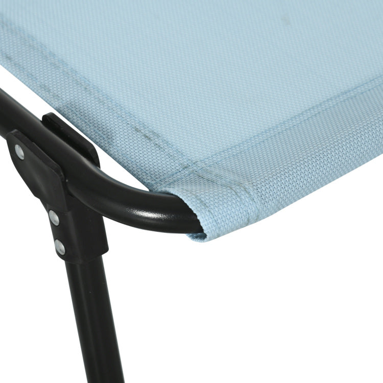Outsunny Folding Chaise Lounge Pool Chair, Patio Sun Tanning Chair, Outdoor Lounge Chair W 4 Position Reclining Back, Pillow, Mesh & Bungee Seat For Beach, Yard, Patio, Baby Blue